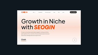 SEOGIN - Web design for a marketing agency animation branding company design google ads marketing minimalism motion graphics orange seo technologies template ui uxui webdesign website