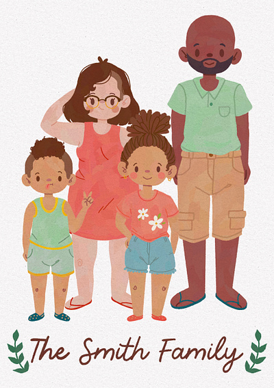 The Smith Family Portrait childrens illustration digital illustration family family portrait illustration kid lit literary portrait procreate