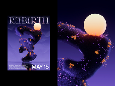 REBIRTH 3d 3d visuals cgi cinema4d cover cover art octane poster design typography