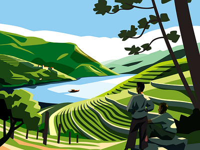 Portugal: The Monocle Handbook colourful duoro flat holiday illustration lifestyle port river travel vector view vineyard