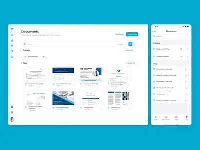 Grid View and Mobile Document Storage UI for Healthtech ux design