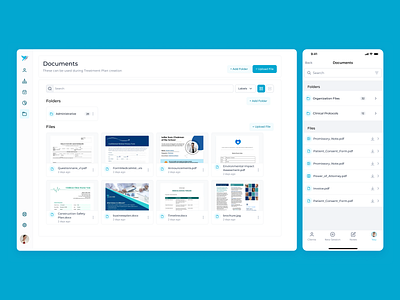Grid View and Mobile Document Storage UI for Healthtech ux design