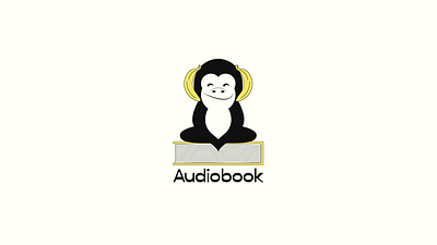 Logo for book abstract animal audio banana book emblem funny funny logo graphic design logo logo design logotype minimal monkey monogram technology