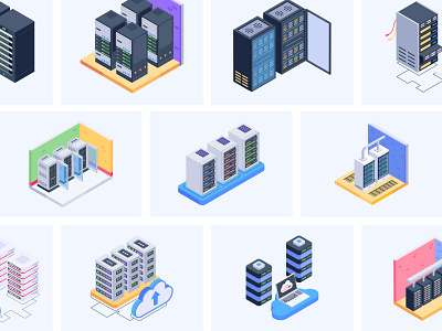 Data Center Isometric Icons big data blue connection data center data icons data vector database design digital illustration icon set illustrator isometric icons minimal network server storage vector vector design vector icons