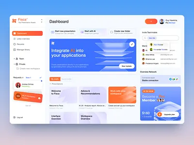 Fisca - AI Dashboard ai arounda business chart dashboard data design infographic inspiration interface platform product product design ui uiux user experience user interface ux web app design web platform