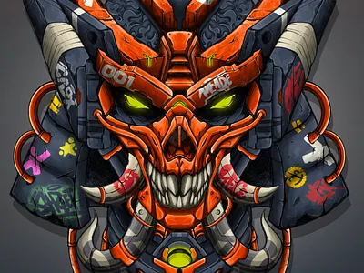 The Skull art character classic cyberpunk illustration japanese popart retro samurai skull streetart vintage warrior