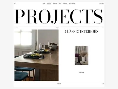 Reine Du Design animation card desktop hover interior menu mobile projects scroll tablet ui