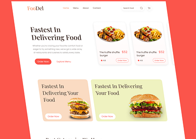 Food App with fast delivery interface landing page product design ui uiux ux