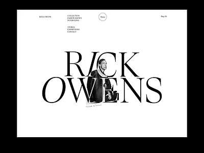 Rick Owens, Main page. affter after effects animation design figma main page ui