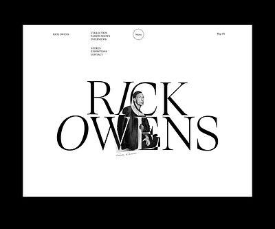 Rick Owens, Main page. affter after effects animation design figma main page ui