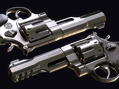 Revolver S&W 357 Magnum 3d 3d art 3d artwork 3d model 3d modeling digital 3d game art game ready gun handgun low poly revolver weapon
