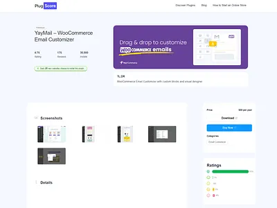 PlugScore.io - WooCommerce Plugin Directory directory minimal ui wordpress