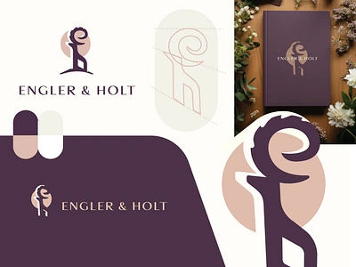 Identity system - Engler & Holt accounting animal animals badge branding classy emblem graphic design horns identity illustration lettering logo logodesign mountain mountain goat print ram refined typography