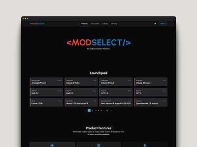 Modselect branding design landign ui ui design ux