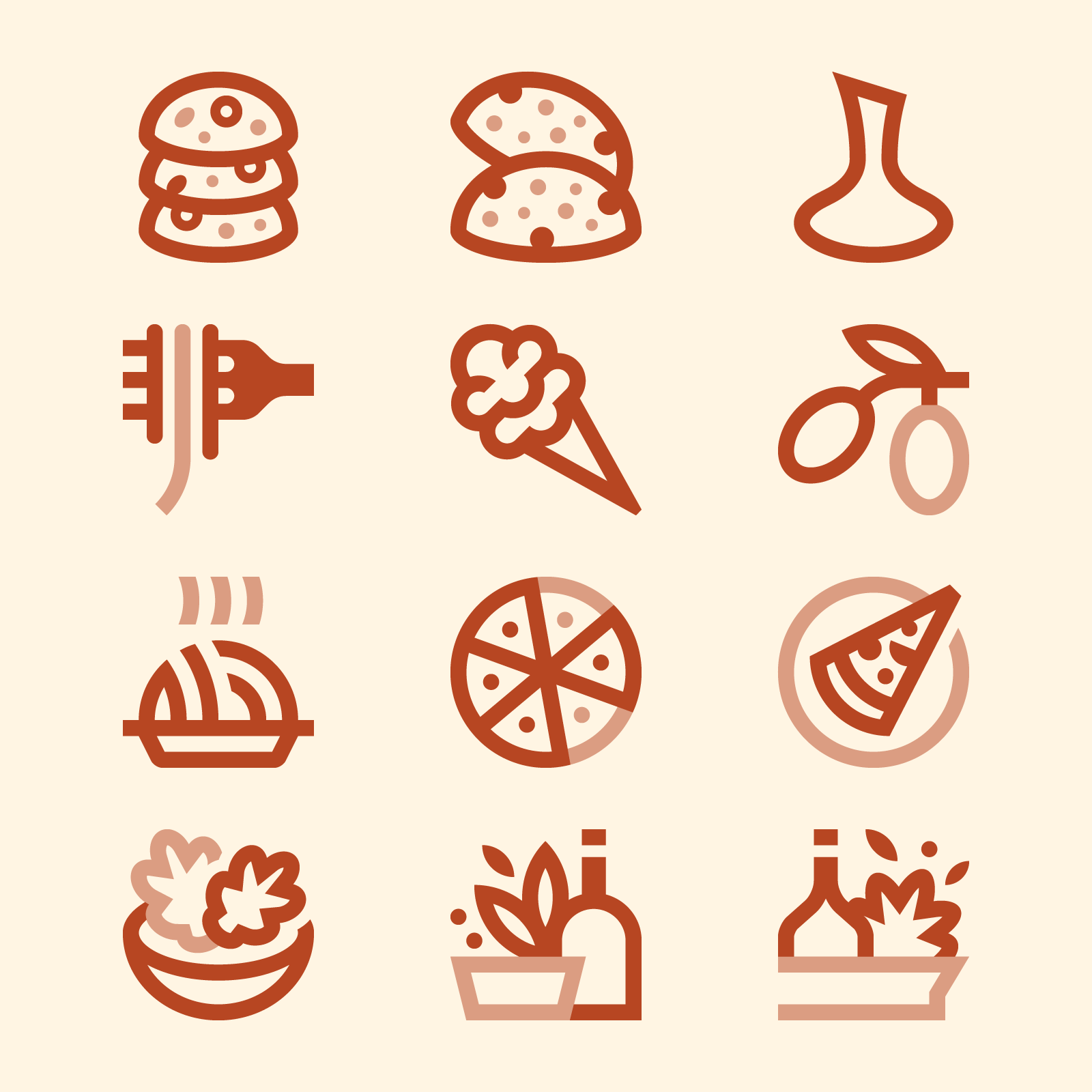 Italian Cuisine / Basicons biscotti cookies cuisine decanter dishes food gelato ice cream icons italian italian cuisine italian food italy olives pasta pasta fork pizza pizza slice restaurant vector