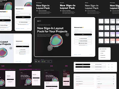 🦄 freebie | New Sign-in Screen UI dark desktop free freebie layout light login login pack mobile sign in ui kit