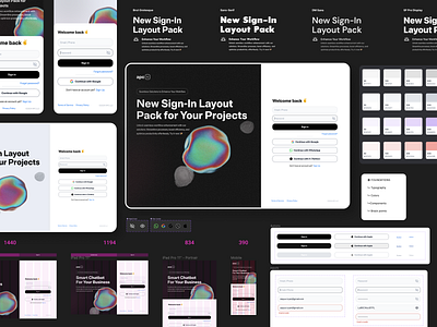 🦄 freebie | New Sign-in Screen UI dark desktop free freebie layout light login login pack mobile sign in ui kit