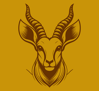 Majestic Gazelle Head Illustration detailed artwork