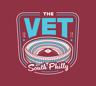 The Vet T-Shirt Design branding eagles illustration line work logo logo design philadelphia phillies south philly sports stadium t shirt the vet tshirt design vector art veterans stadium