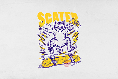 Scater funky cat illustration cats funky graphic design illustration skate street wear