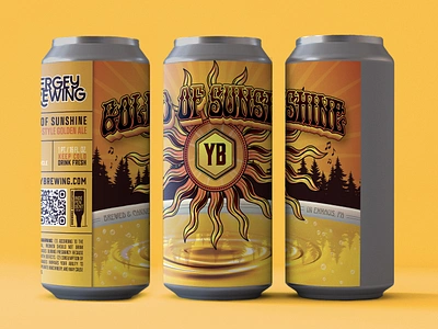 Beer can label design - Gold of Sunshine beer beer can design beer label design belgian craft beer golden grateful dead hand lettering label art lehigh valley pa sunshine