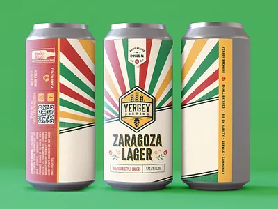 Beer can label design - Zaragoza Lager beer beer can design beer can label art brewery brewing cinco de mayo craft beer fiesta label design lager mexican vector art