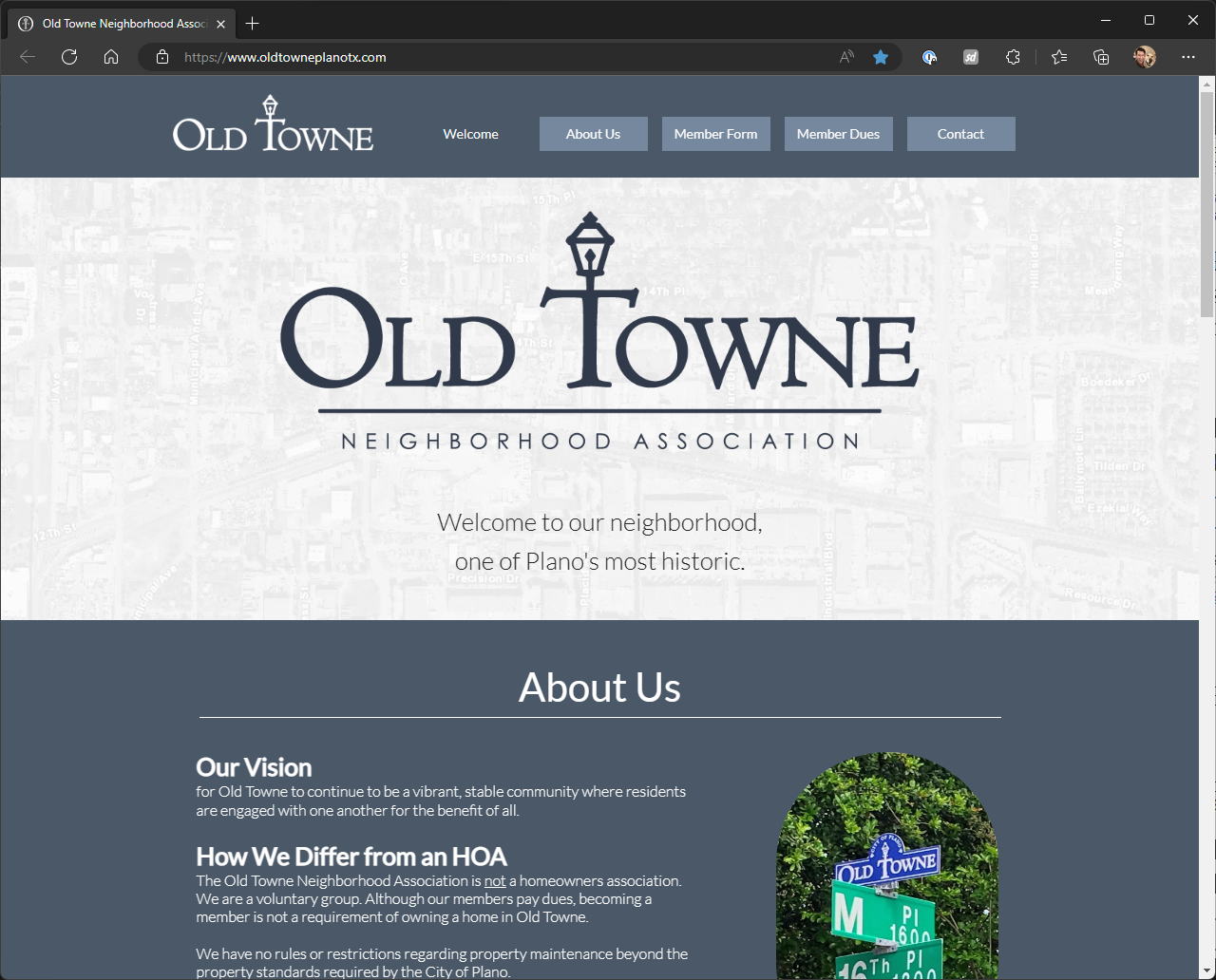 Example of Old Towne Neighborhood Association