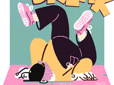 Break! dance break dance breakdance breakdancing character design character illustration concept art dance poster design digital art digital illustration graphic design green illustration pink poster art poster design procreate sneakers yellow