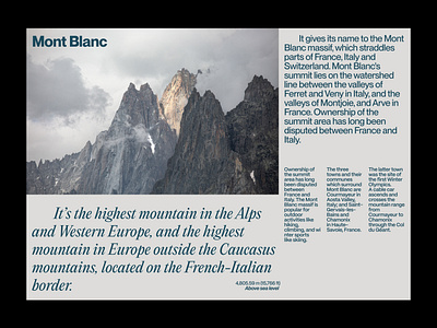 Mont Blanc | Editorial layout, pt. 4 design editorial figma graphic design grid landing landing page layout minimal minimalism minimalist poster swiss typographic typography ui ui design user interface web web design
