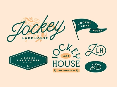 Jockey Lake House Logo Suite airbnb brand designer brand identity branding graphic design horse hospitality hospitality brand identity identity design illustration jockey lake house logo logo design logo designer logo pack logo suite logos