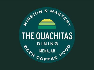 Coffee and Dining Badges arkansas badge badge design coffee emblem hunter oden little rock lockup mena outdoors the ouachitas typography unbound unbound collective