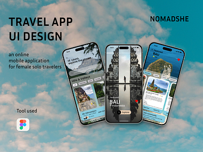 Travel App for Female Solo Travelers app app design behance branding design dribble figma mobile tools travel travel agency ui uiux user experience user interface ux