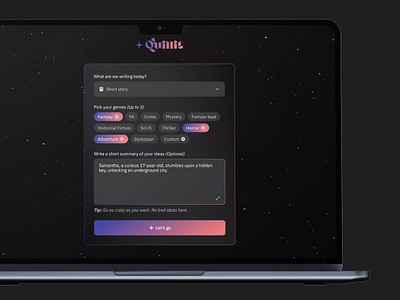 AI Creative Writing Prompt Generator - Quillit ✍️ ai appdesign branding creative design research ui uidesign ux web writing