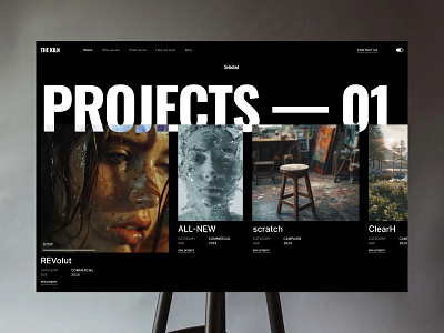 Projects Page / THE KILN agency black design figma layout projects typography ui ui design ux ux design uxui video web web design