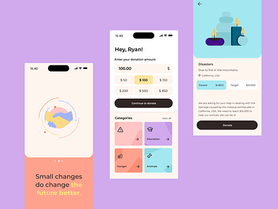⭐ Non-profit Concept App concept app digital product donations graphic design mobile design non profit web design