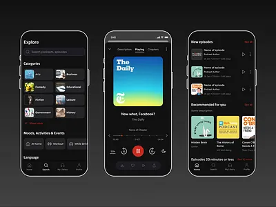 Podcast App | UI/UX animation app design interface library listening music podcast project stories ui uiux ux