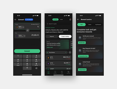 XYZ - Trading app exploration bitcoin crypto exploration explore fintech mobiledesign nft ui uidesign uiux web3