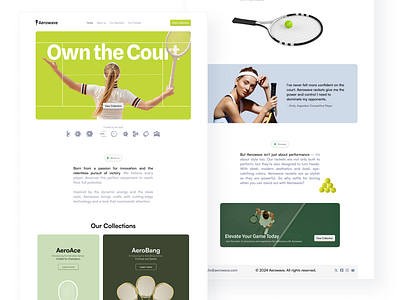 Aerowave Tennis Website Design brand strategy branding framer landing page design logo design racket sport website tennis webflow website design