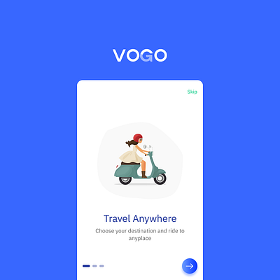 Vogo Automotive Pvt Ltd blue drive graphic design illustrations mobility product design rent scooter two wheeler ui user experience ux visual design