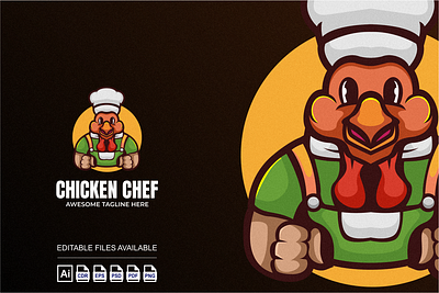 Chicken Chef Illustration Mascot Logo 3d branding chef chicken colorful design graphic design illustration logo