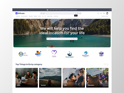 Difcate - Travel Nomad Service Corporate website app booking branding corporate country design education journey light logo minimal nomad service tourism travel ui ux web white work
