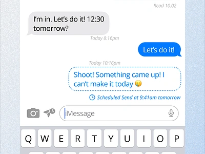 Schedule Send - iMessage app design product design ui uxdesign web