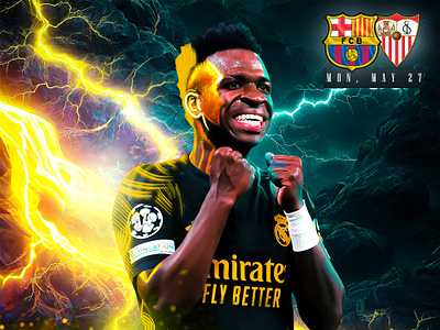 FCB VS SEVILLA official matchday poster designs. advertising banner graphic design matchday design photo editing photo manipulation poster product photo manipulation soccer