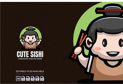Cute Sushi Illustration Mascot Logo 3d branding colorful design graphic design illustration logo mascot sishi