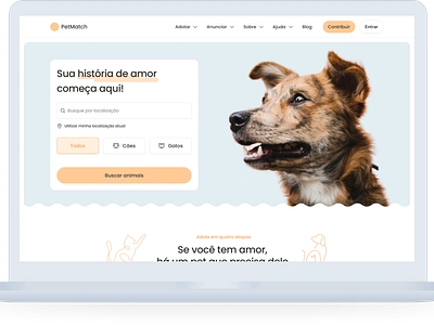 PetMatch - Pet Adoption Website adoption cute dog form illustrations pastel pet petshop ui veterinarian web webdesign