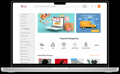 E-commerce website with side menu animation design ecommerce figma design graphic design landing page ui ux web design