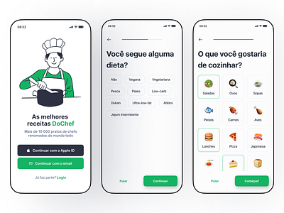 DoChef - Recipes App app cute food green illustration meals mobile recipes ui