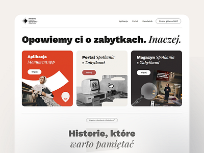 Landing Page for Polish Monument Office animation brutalism cards design graphic design illustration landing page motion graphics ui web design