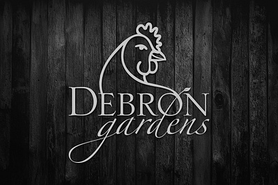 Debron Gardens chickens farm style illustrator logo typography vector