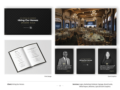 Hiring Our Heroes Awards Gala branding corporate creative digital screens event event design graphic design nonprofit print design typography